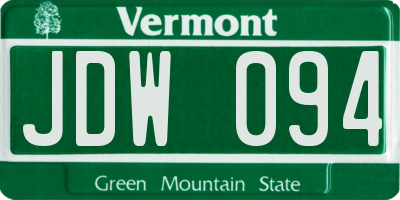 VT license plate JDW094