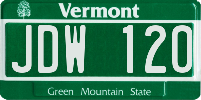 VT license plate JDW120