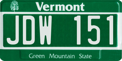 VT license plate JDW151