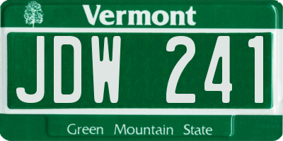 VT license plate JDW241