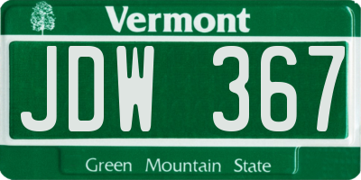VT license plate JDW367