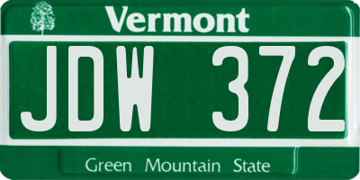 VT license plate JDW372