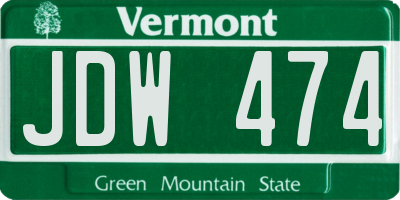 VT license plate JDW474