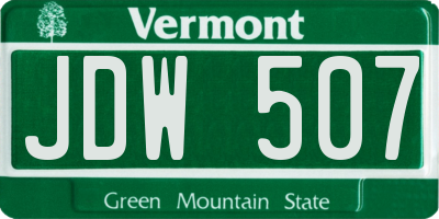 VT license plate JDW507