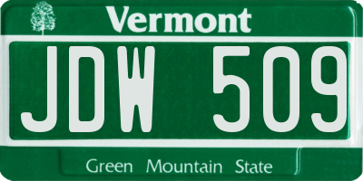 VT license plate JDW509