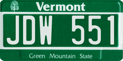 VT license plate JDW551