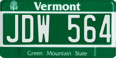 VT license plate JDW564