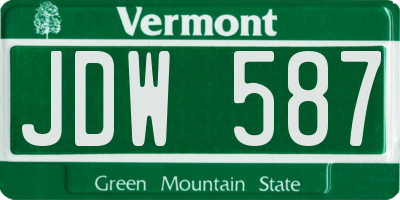VT license plate JDW587