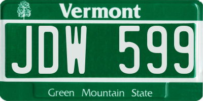 VT license plate JDW599