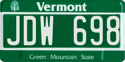 VT license plate JDW698