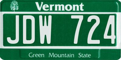 VT license plate JDW724