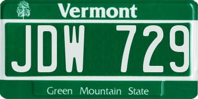 VT license plate JDW729