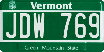 VT license plate JDW769
