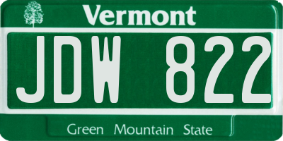 VT license plate JDW822
