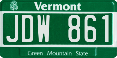 VT license plate JDW861