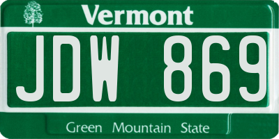 VT license plate JDW869