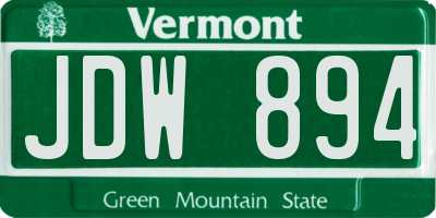 VT license plate JDW894