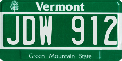 VT license plate JDW912