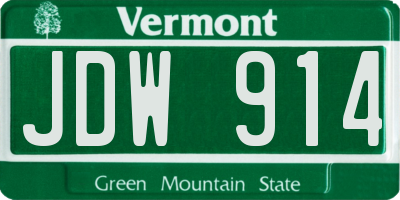 VT license plate JDW914