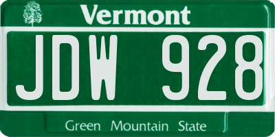 VT license plate JDW928