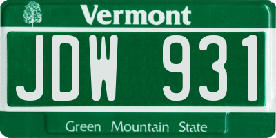 VT license plate JDW931
