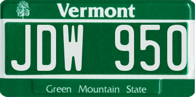 VT license plate JDW950