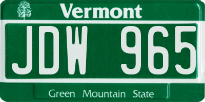 VT license plate JDW965