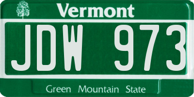 VT license plate JDW973