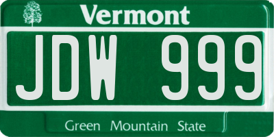 VT license plate JDW999