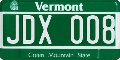 VT license plate JDX008