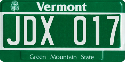 VT license plate JDX017