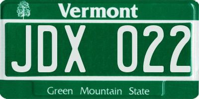 VT license plate JDX022