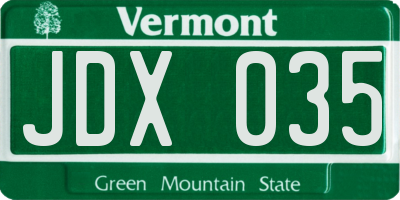 VT license plate JDX035