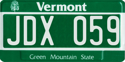 VT license plate JDX059
