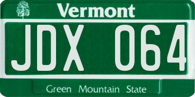VT license plate JDX064