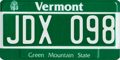 VT license plate JDX098