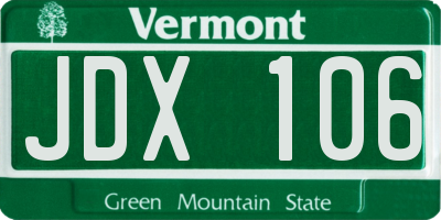 VT license plate JDX106