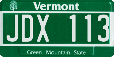 VT license plate JDX113