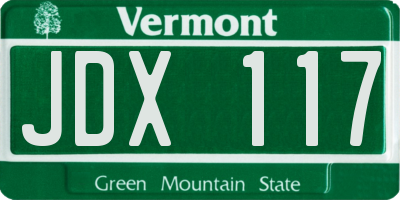 VT license plate JDX117