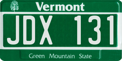 VT license plate JDX131