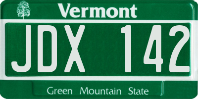 VT license plate JDX142