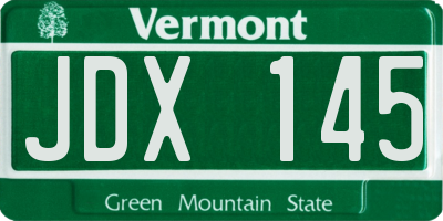 VT license plate JDX145