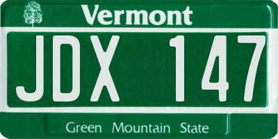 VT license plate JDX147