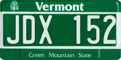 VT license plate JDX152