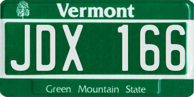 VT license plate JDX166