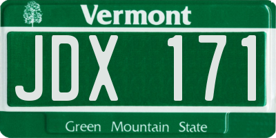 VT license plate JDX171