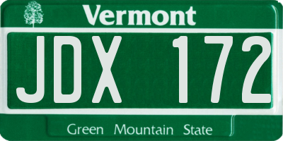 VT license plate JDX172