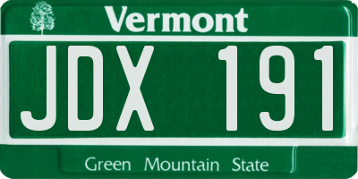 VT license plate JDX191