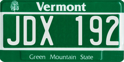 VT license plate JDX192