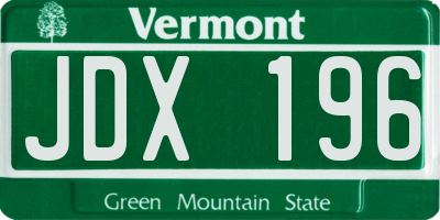 VT license plate JDX196